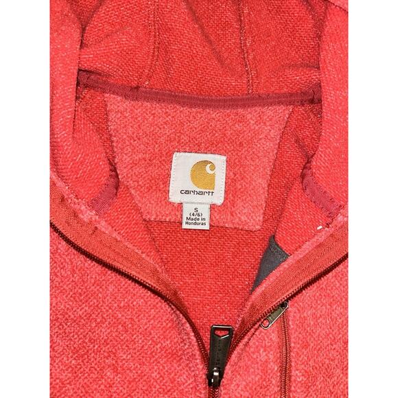 Carhartt Jacket Women’s Small Red Kentwood Fleece Hoodie Full‎ Zip Relaxed Fit - Picture 5 of 11